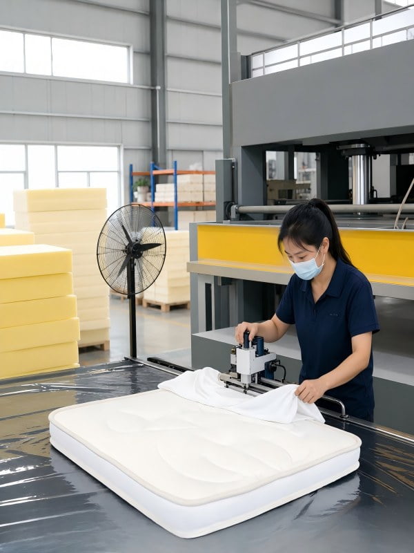 A product component being measured during quality inspection