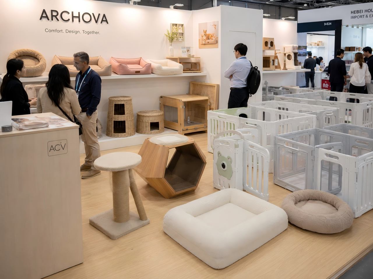 Pet furniture demonstrated in a real home setting