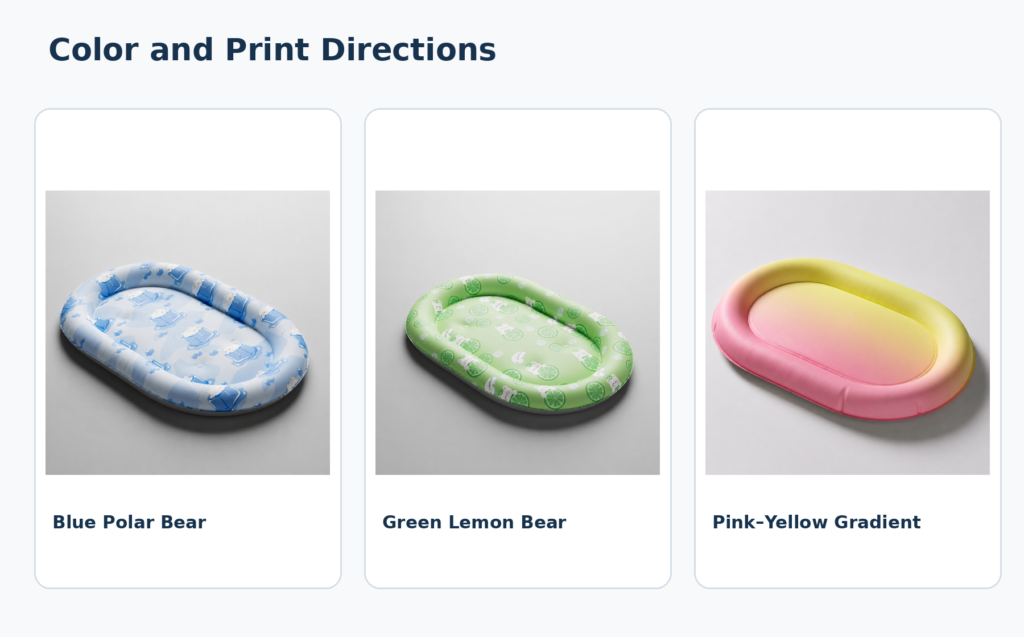 Blue, Green and Gradient Cooling Bed Designs