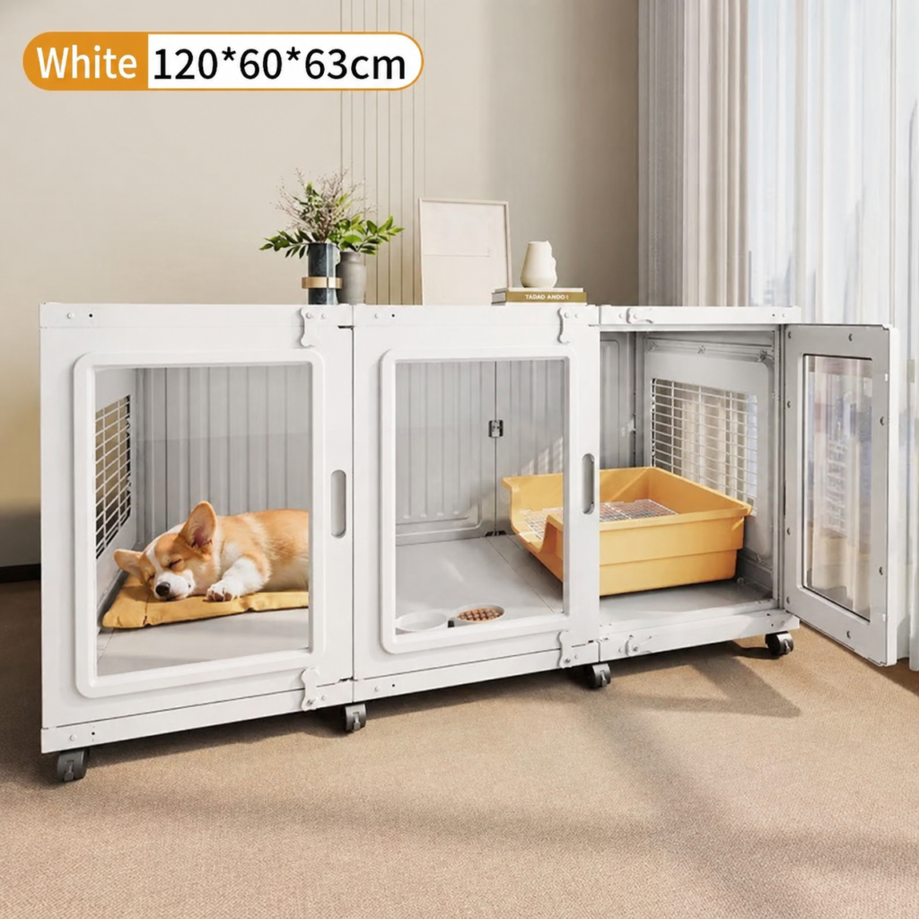 120 cm Dog Crate Furniture with a Multi-Zone Interior