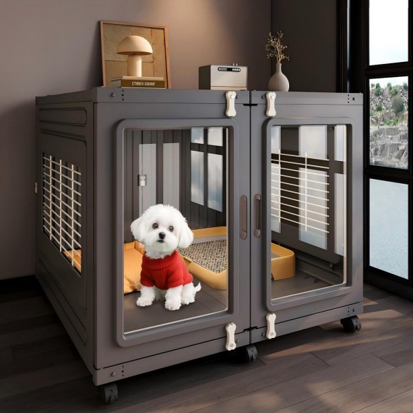 Modular Plastic Dog Crate Furniture with Separate Rest and Toilet Zones