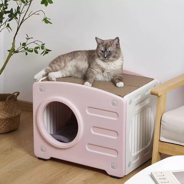 Modular stackable plastic cat condo