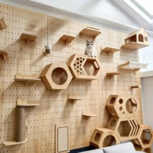 Modern Cat Wall Shelves Manufacturer | Floating Pegboard Cat Shelves