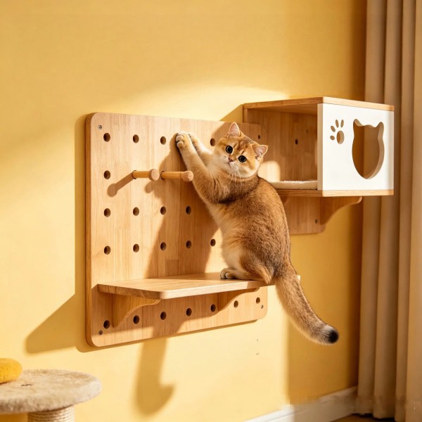Cat Wall Shelves Manufacturer | Modular Pegboard Cat Shelf Sets