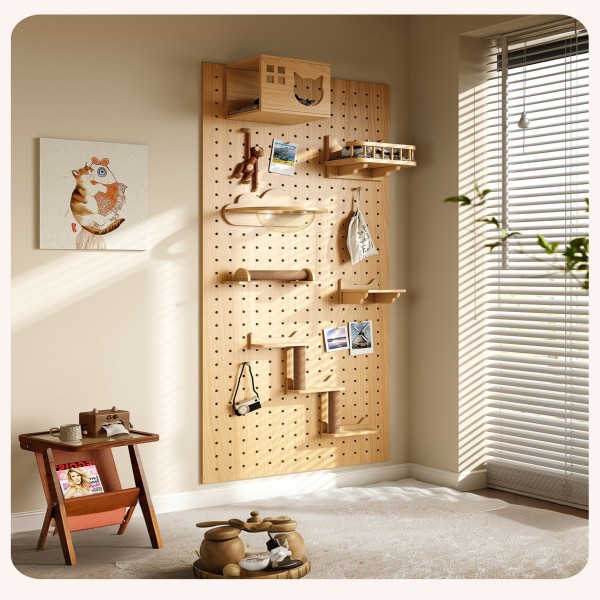 Cat Climbing Wall Shelves Manufacturer | Modular Pegboard Cat Wall System