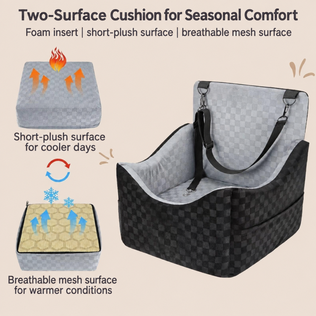 Dog Car Booster Seat Manufacturer | 5-Inch Raised Foam Seat